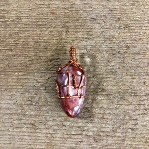 Copper Wrapped Jasper Necklace Pendant